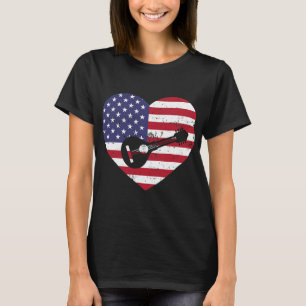 Mandolin Lover USA Amerikaanse Vlag Hart Mandolin T-shirt
