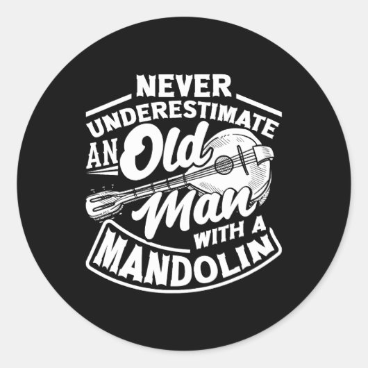 Mandolin Mandolinist Old Mandolin Player Ronde Sticker (Voorkant)