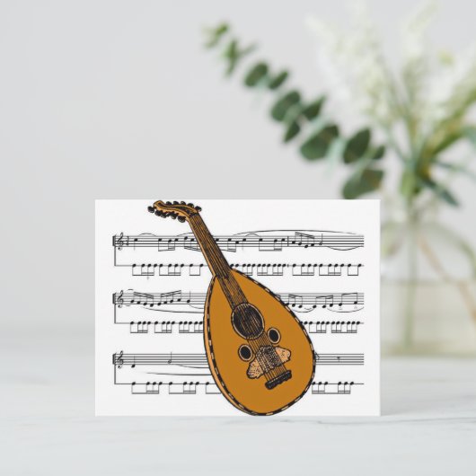 Mandolin musical 15 B Briefkaart (Staand voorkant)
