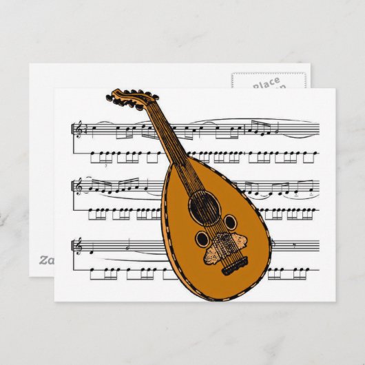 Mandolin musical 15 B Briefkaart (Voorkant / Achterkant)