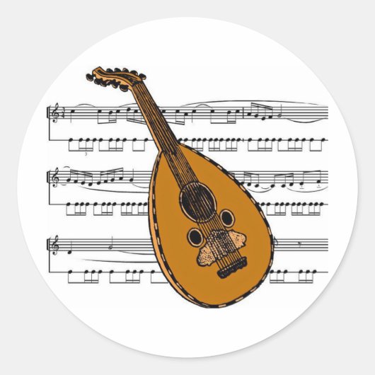 Mandolin musical 15 B Ronde Sticker (Voorkant)