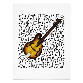 Mandolin Musical Notes Mandolinist Folk Musician Foto Afdruk