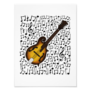 Mandolin Musical Notes Mandolinist Folk Musician Foto Afdruk
