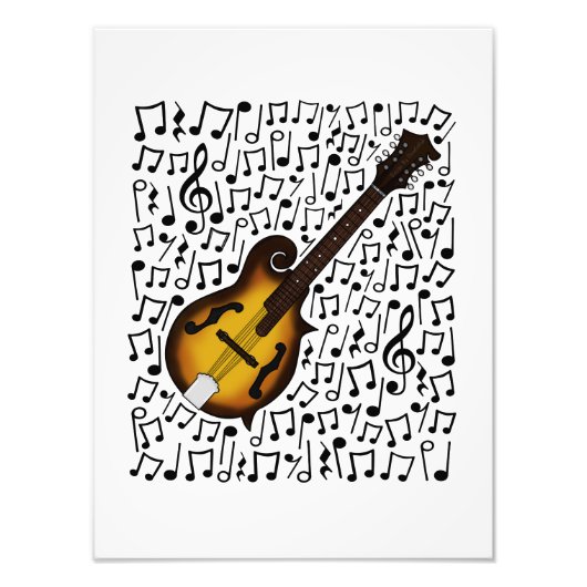 Mandolin Musical Notes Mandolinist Folk Musician Foto Afdruk (Voorkant)