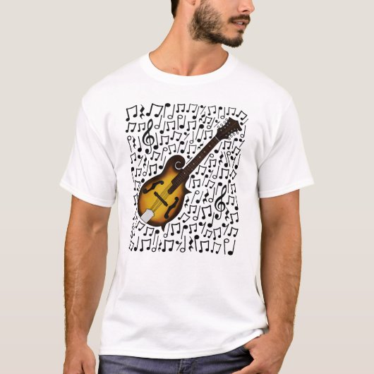 Mandolin Musical Notes Mandolinist Folk Musician T-shirt (Voorkant)