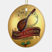 Mandolin ~ Musical Scroll ~ Gold Merry Kerst~ Keramisch Ornament (Links)