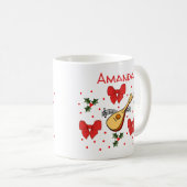 Mandolin Red Bows Holly laat Pattern aanpassen Koffiemok (Voorkant rechts)