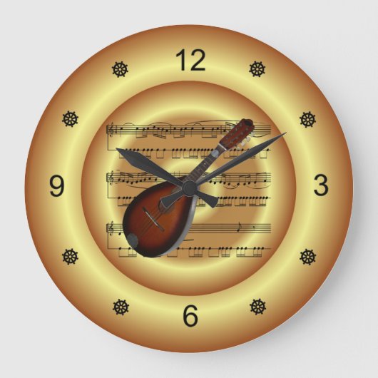 Mandolin ~ Sheet Music ~ Gold Background ~ Grote Klok (Voorkant)