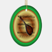 Mandolin~Sheet Music~Red/Green/Gold~Kerst~ Keramisch Ornament (Rechts)