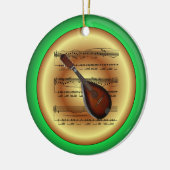 Mandolin~Sheet Music~Red/Green/Gold~Kerst~ Keramisch Ornament (Links)