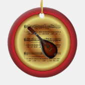 Mandolin~Sheet Music~Red/Green/Gold~Kerst~ Keramisch Ornament (Achterkant)