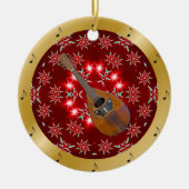 Mandolin ~ Silver ~ Red~ Kerst~ Keramisch Ornament (Voorkant)