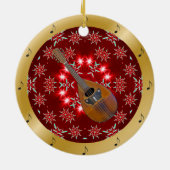 Mandolin ~ Silver ~ Red~ Kerst~ Keramisch Ornament (Achterkant)