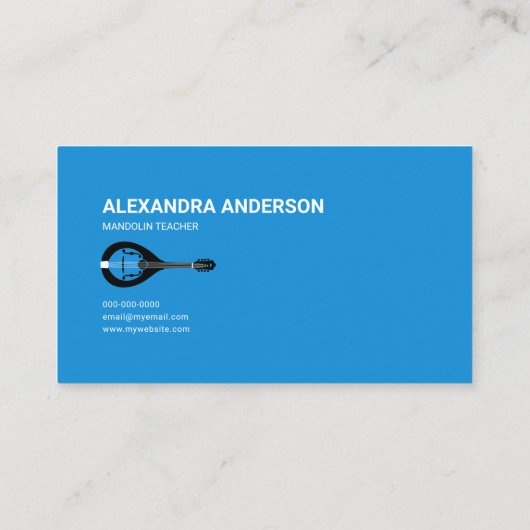 Mandolin Teacher Blue Visitekaartje (Achterkant)