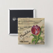 Mandolin Tulip — Datablad Music Gepersonaliseerd Vierkante Button 5,1 Cm (Voorkant /achterkant)
