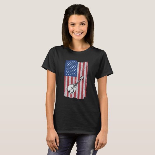 Mandolin Usa Flag Mandolin Player Mandolinist T-shirt (Voorkant volledig)