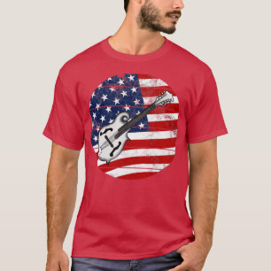 Mandolin USA Vlag Mandolinist Folk Musician 4th Ju T-shirt