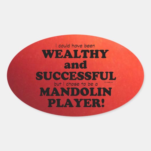 Mandolin Wealthy & Succesvolle Oval Sticker (Voorkant)