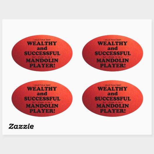 Mandolin Wealthy & Succesvolle Oval Sticker (Vel)