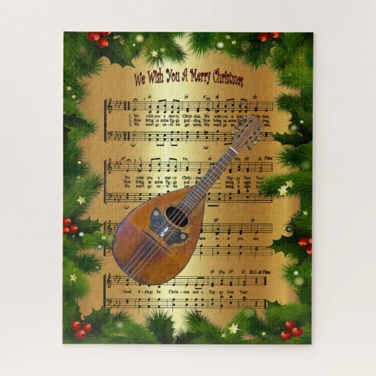 Mandolin ~ "Wij wensen u een prettige kerstdag" ~ Legpuzzel (Verticaal)