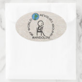 Mandolin - World revolves rond ovaal Sticker (Tas)