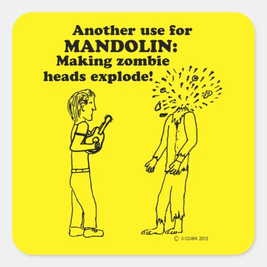 Mandolin Zombie Explode Square Sticker (Voorkant)