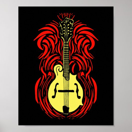 Mandoline Fire  Bluegrass Music Graphic Poster (Voorkant)