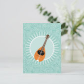 Mandoline Fun Turquoise Swirl Muziek Briefkaart (Staand voorkant)