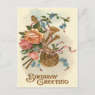 Mandoline Horns Rozen Vergeet-Me-Not Briefkaart