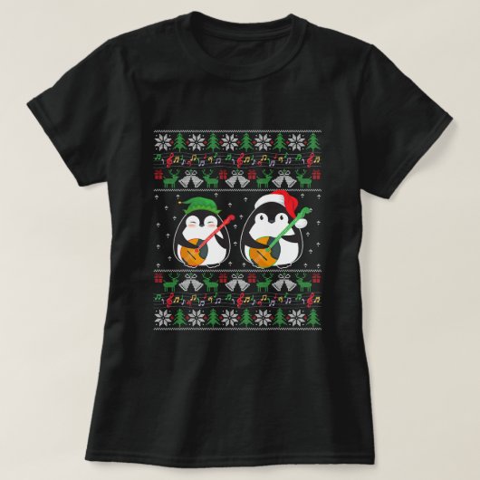 Mandoline Lelijke Kersttrui Elf Santa Penguin T-shirt (Design voorkant)