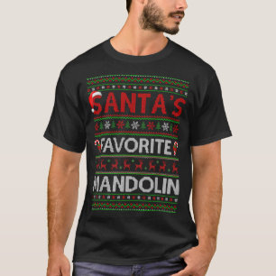 Mandoline Lover Lelijke Xmas Verlichting Santas Fa T-shirt