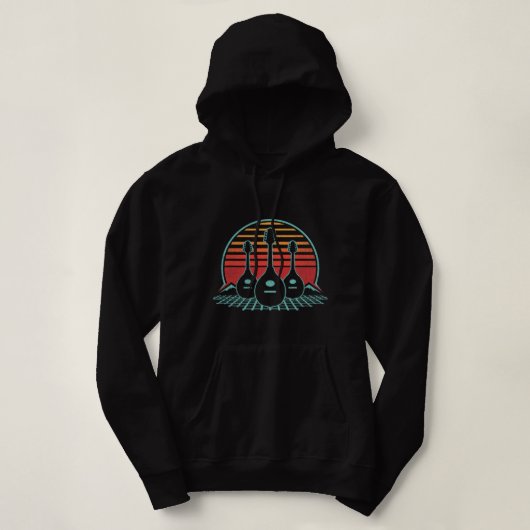 Mandoline Lover Retro 80s Stijl Speler Musi Hoodie (Design voorkant)