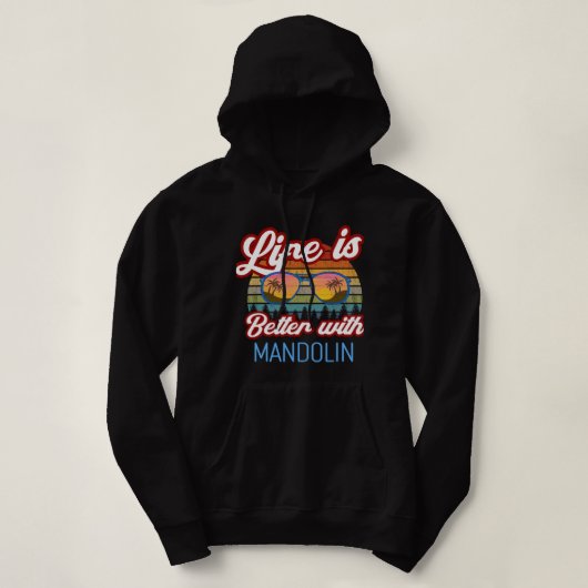Mandoline Lover Retro Sunset Design Life is Beter Hoodie (Design voorkant)