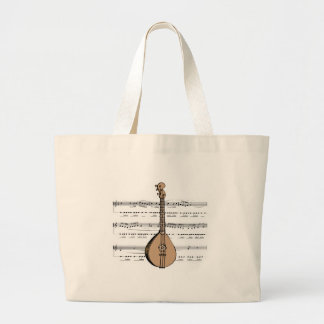 Mandoline luit en bladmuziek grote tote bag