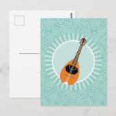 Mandoline Pret Fun Turquoise Spiraal Muziek Briefkaart (Voorkant / Achterkant)