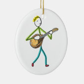 Mandoline spelende Stickman Keramisch Ornament (Rechts)
