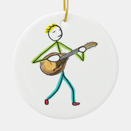 Mandoline spelende Stickman Keramisch Ornament