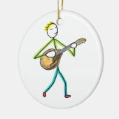 Mandoline spelende Stickman Keramisch Ornament (Links)