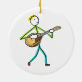 Mandoline spelende Stickman Keramisch Ornament (Achterkant)
