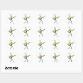 Mandoline spelende Stickman Ronde Sticker (Vel)