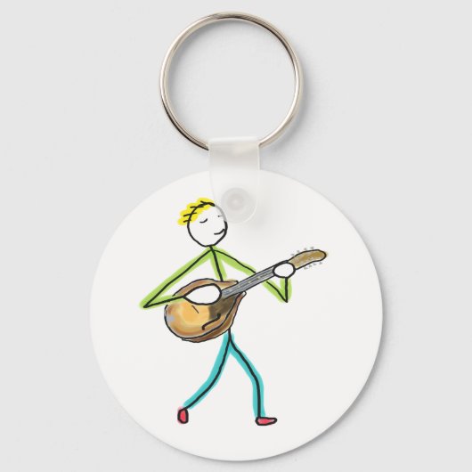 Mandoline spelende Stickman Sleutelhanger (Voorkant)
