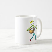 Mandoline spelende stokmannetje koffiemok (Voorkant rechts)