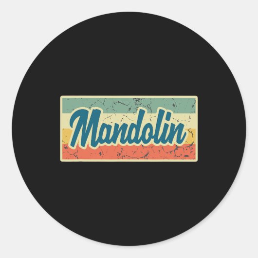 Mandoline stijl retro ronde sticker (Voorkant)