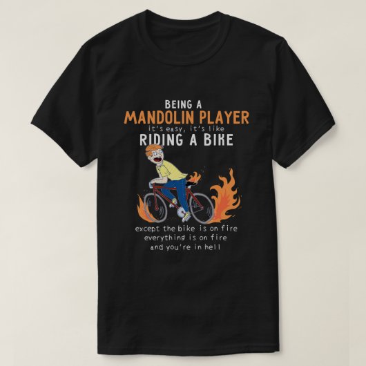 mandolinespeler Like Riding Bike Fietser Grappig T-shirt (Design voorkant)