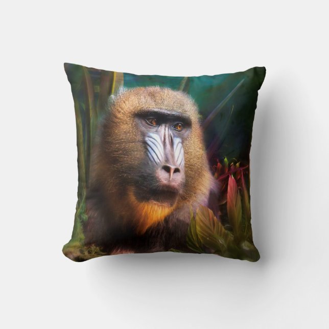Mandril Baviaan MASKER IN DE JUNGLE Kussen (Voorkant)