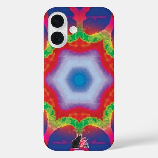 Mandril Kaleidoscoop iPhone 16 Hoesje (Achterkant)