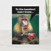 Mandrill aap met boor - handig Man op zaterdag Kaart (Voorkant)