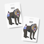Mandrill cartoon illustratie badge (Voor- en achterkant)