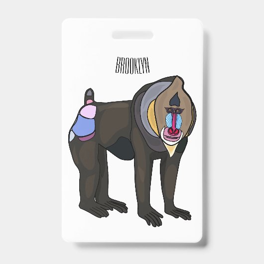 Mandrill cartoon illustratie badge (Voorzijde)