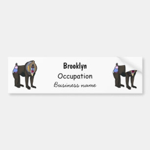 Mandrill cartoon illustratie bumpersticker